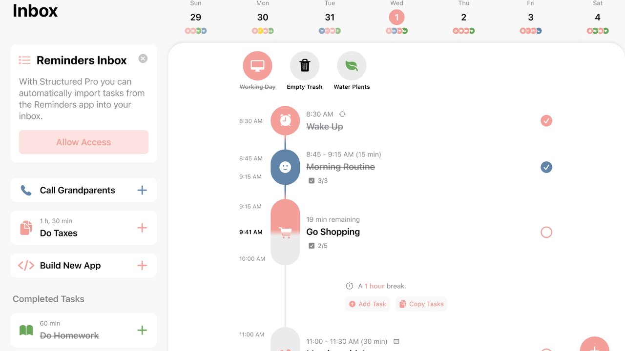 Vea visualmente sus tareas diarias en Structured