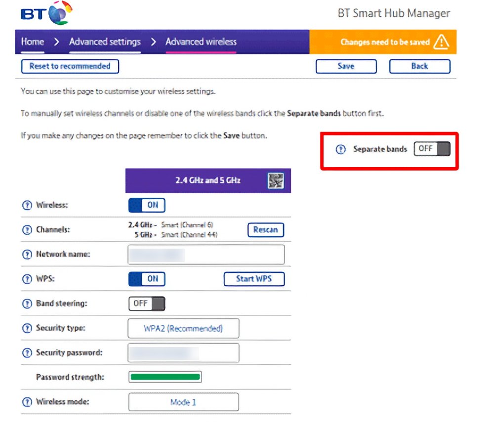 Ejemplo de opción de división de Wi-Fi (Fuente: BT)