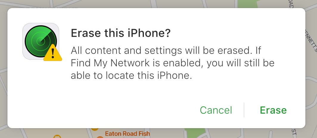 Puede solucionar el problema borrando el iPhone de forma remota mediante la función Buscar mi de iCloud. 