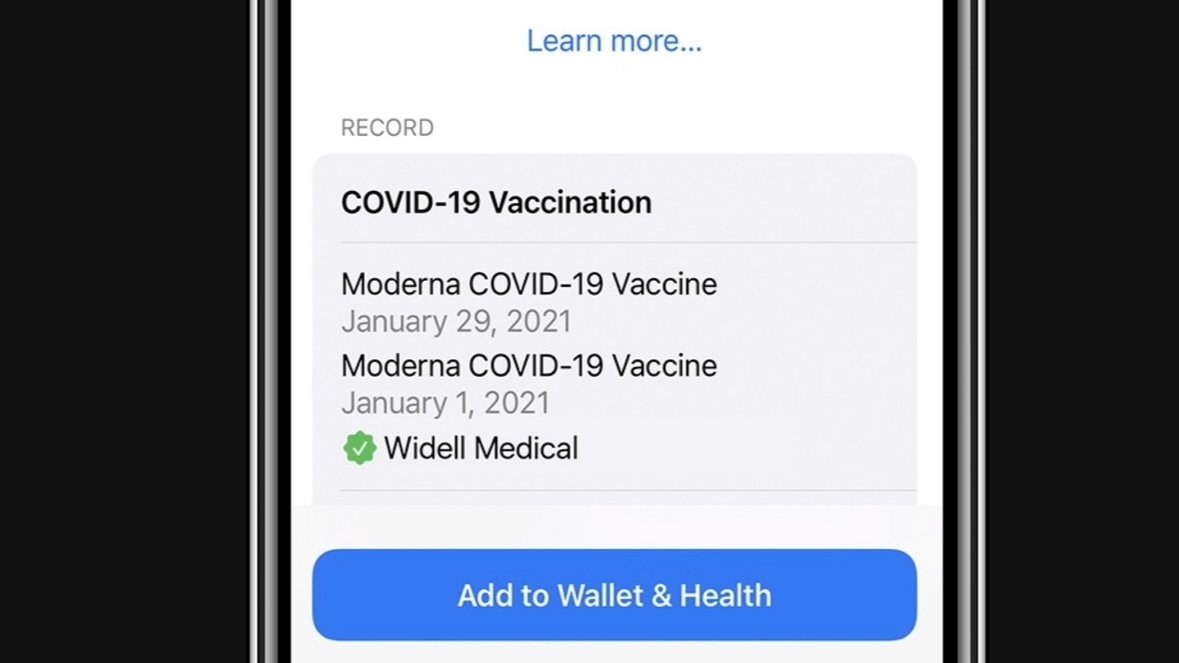 Escanee el código QR para añadir su registro de vacunación a Apple Wallet